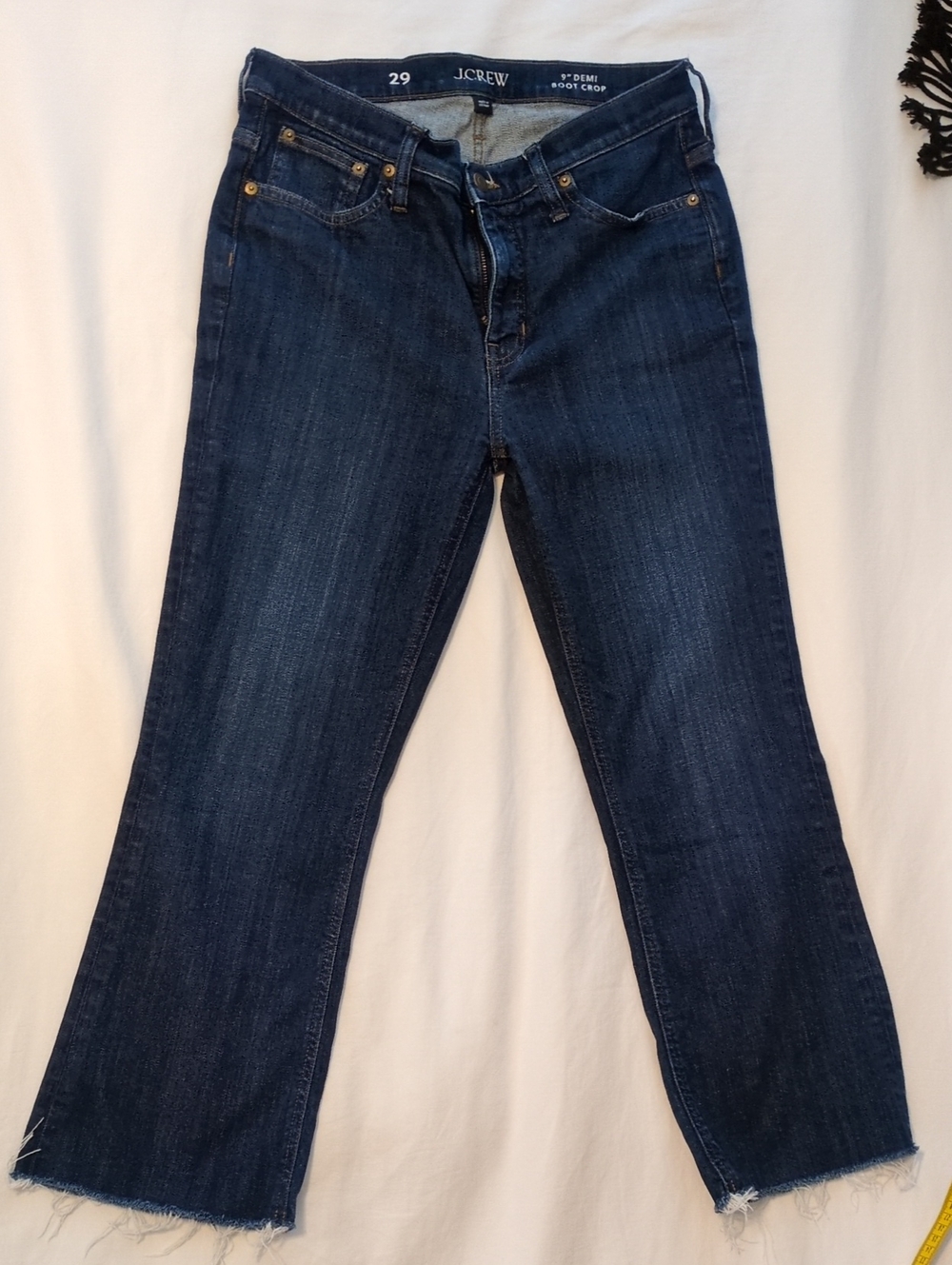 J. Crew Dark Indigo Boot Crop Raw-Hem Jeans